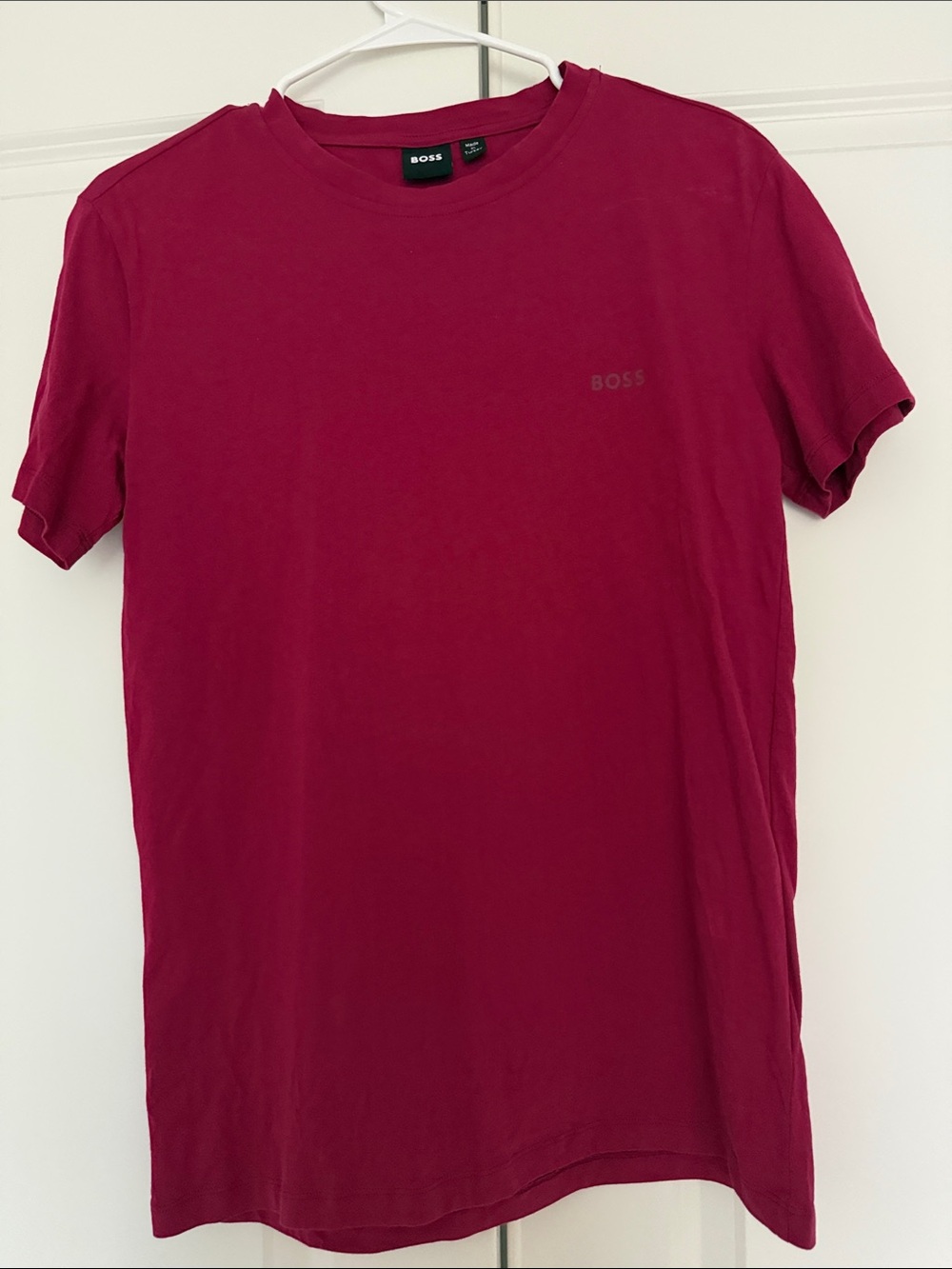 Boss Short-Sleeve Crewneck T-Shirt in Berry Red